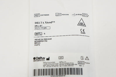 DePuy 230790005 DELTA Xtend Drill Bit, Diam. 2.5 x 170mm